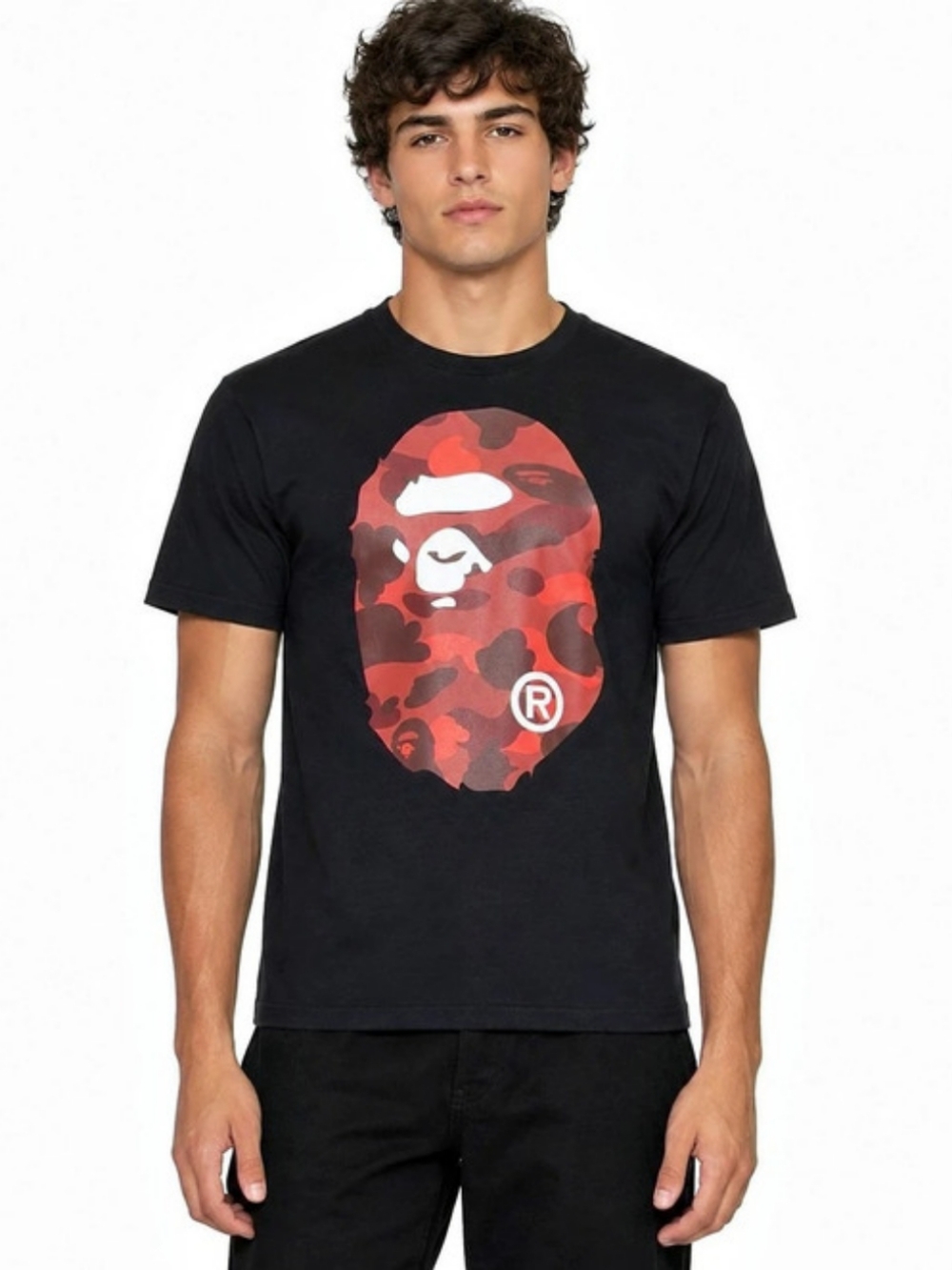 A Bathing Ape BAPE Color Camo Big Ape Head Tee Black/Red Men's Camo Graphic